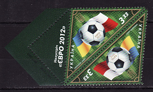 Украина _, 2007, Евро-2012, Футбол, 2 марки сцепка тетбеш